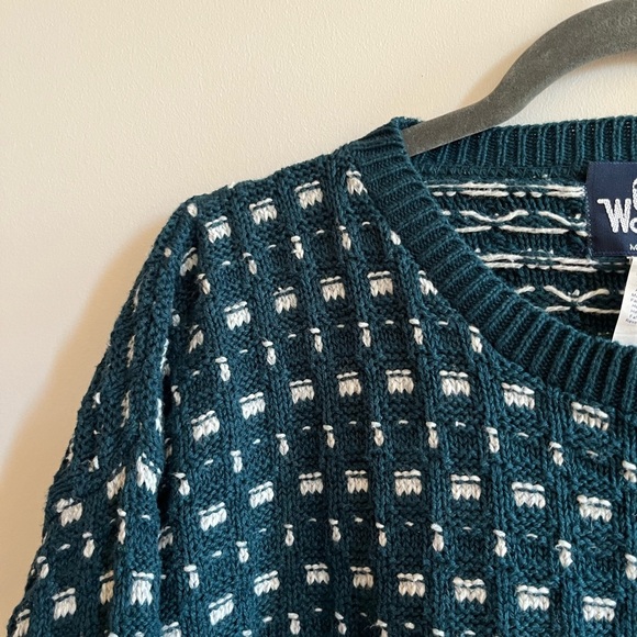 Vintage Woolrich Classic Cotton Sweater, Crewneck, Bird's-Eye Made in USA Size L - Picture 3 of 6
